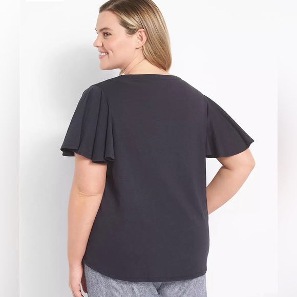 Lane Bryant Womens Flutter-Sleeve Embroidered Yoke Top Boho Size 22/24 - Picture 2 of 8